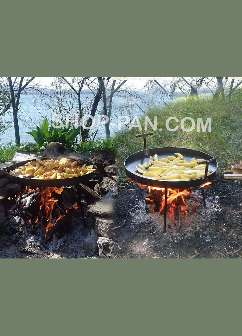 Сковорода из диска бороны 50см с крышкой со съемными ручками No Brand (347311669)