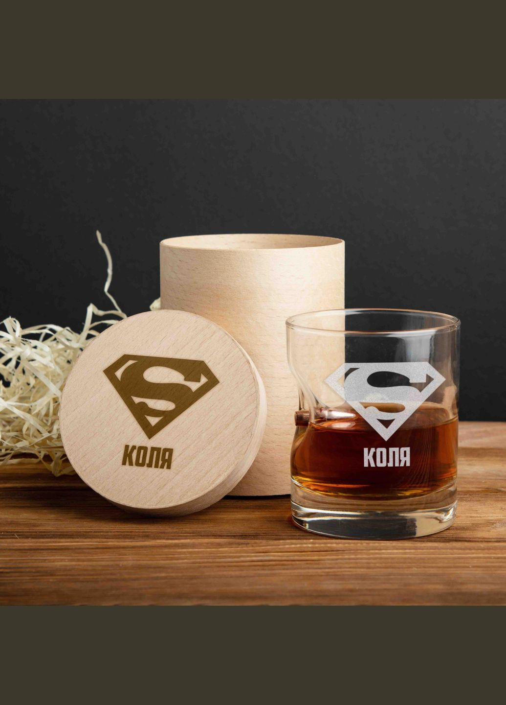 Стакан с пулей "Супермен" персонализированный (BD-BULLET-GLASS-6) 300 мл BeriDari (293509613)