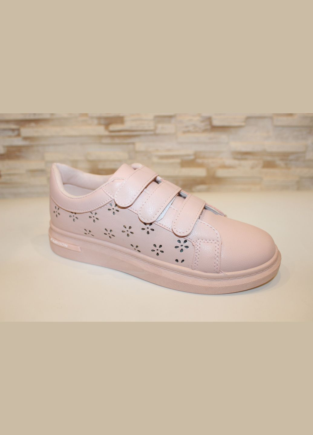 Розовые кеды женские розового цвета на липучках No Brand Кеди жіночі