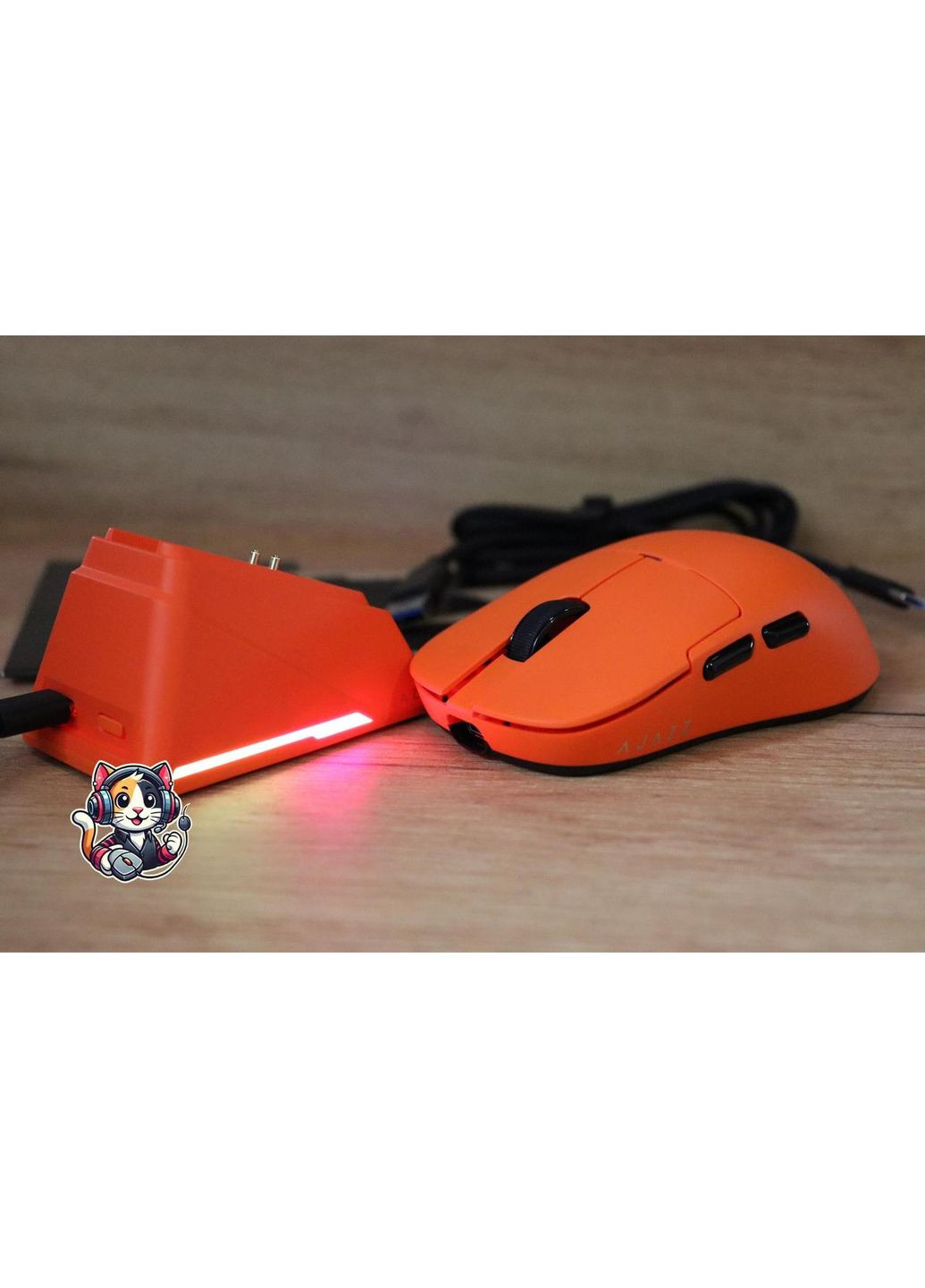 Игровая мышка AJ159 APEX PAW3950 Orange, 8K, 42000DPI, с зарядной станцией Ajazz (370202838)