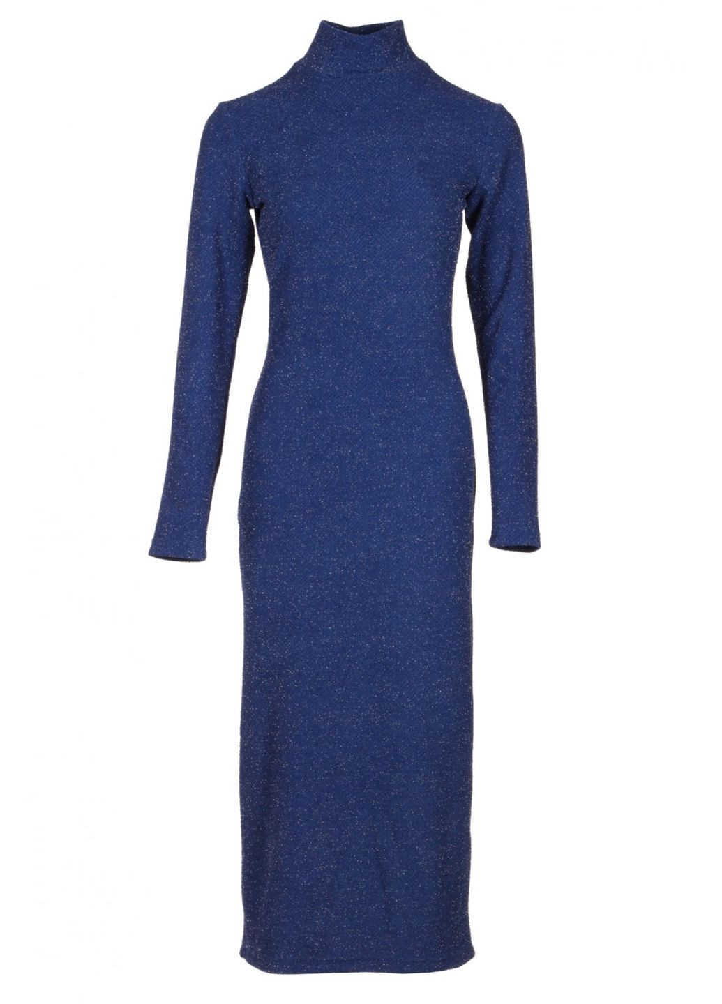 Синее праздничный женское платье с люрексом с воротником стойкой (ll235470067) LadyLike