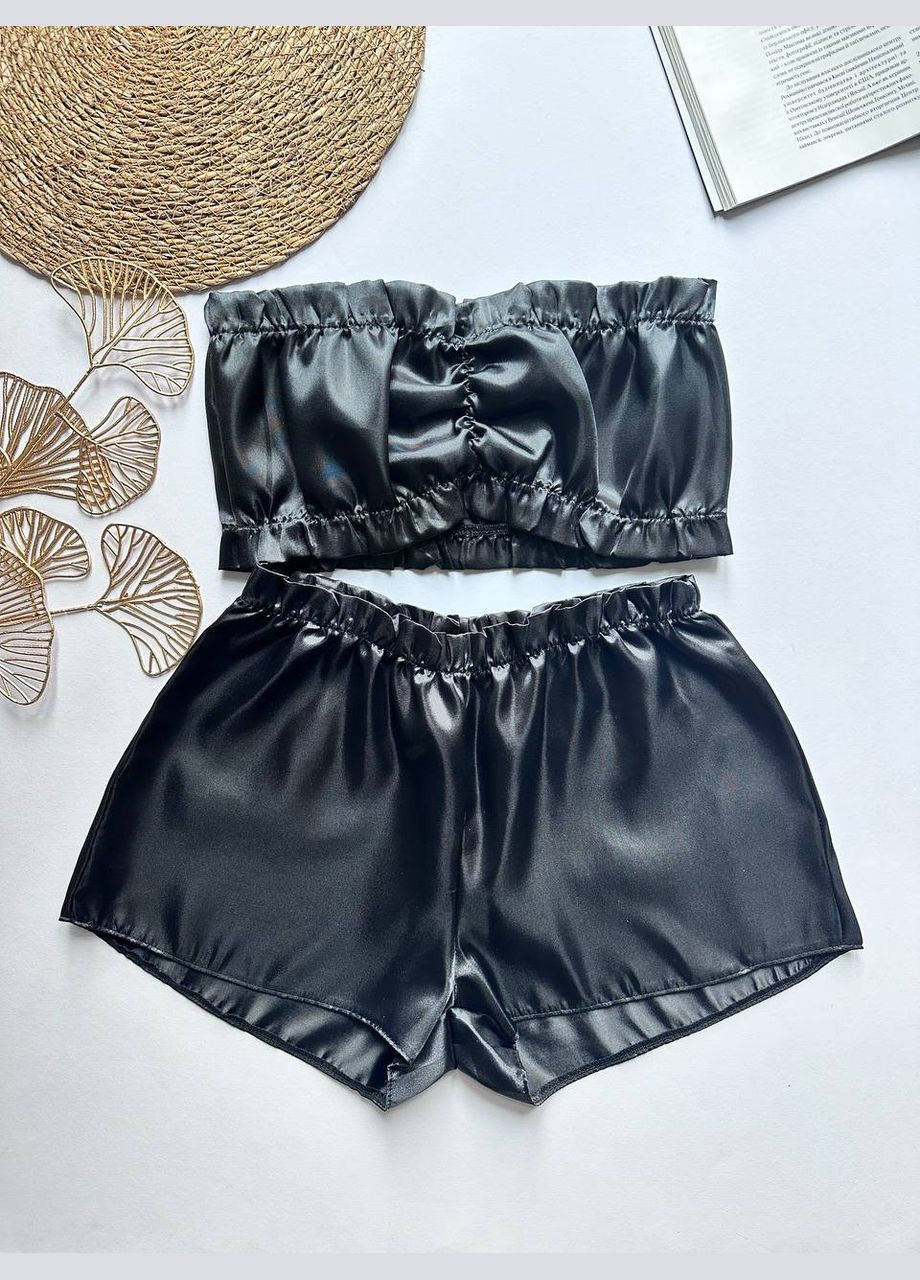 Чорна всесезон халат та піжама, комплект жіночий Exclusive