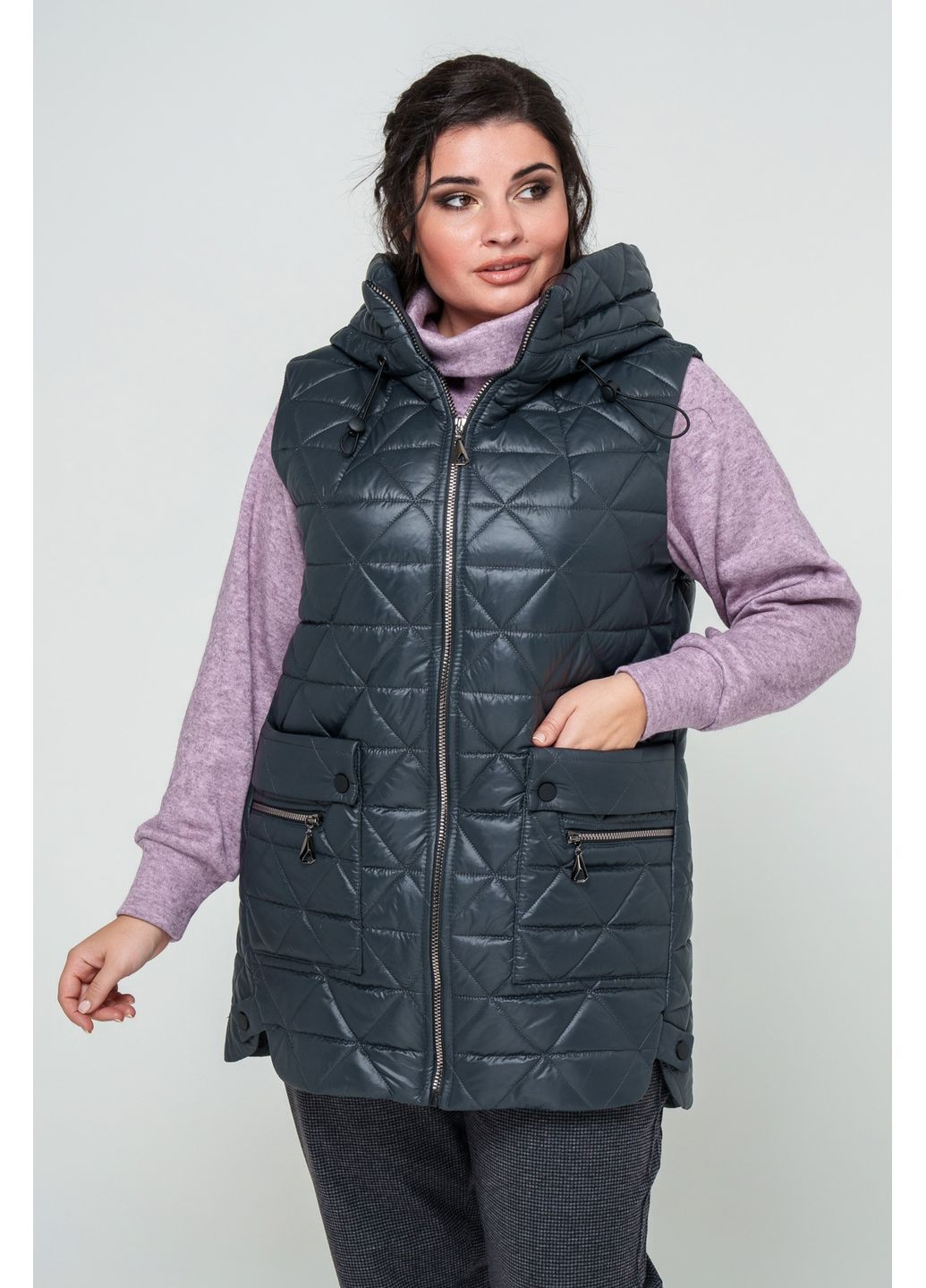 Жилет прямого силуету з капюшоном All Posa (ap101604p) A'll Posa (360920056)