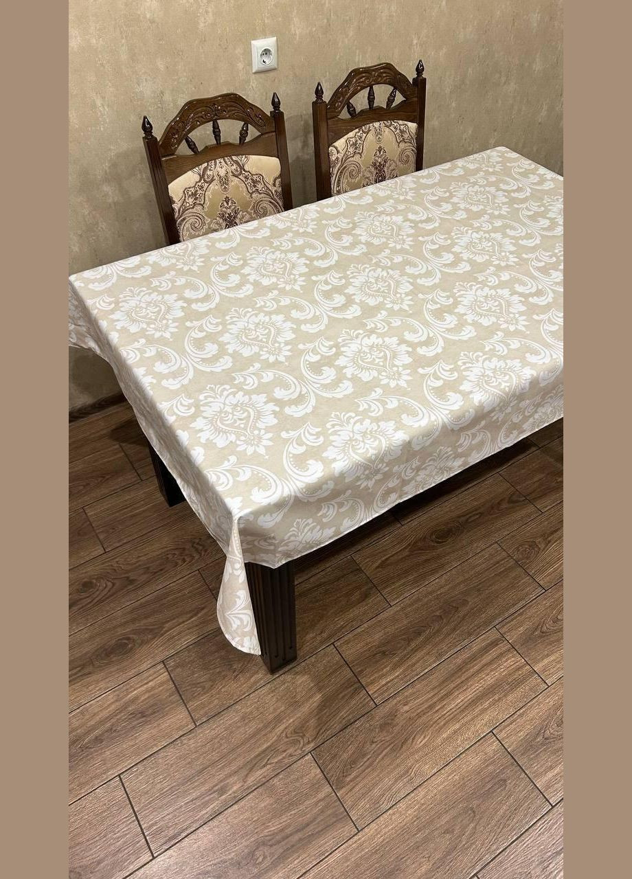 Скатерть-непроливайка с тефлоновым покрытием полиэстер бежевая с узором 180х220 см 0502-2 (0502-2) No Brand (308754499)