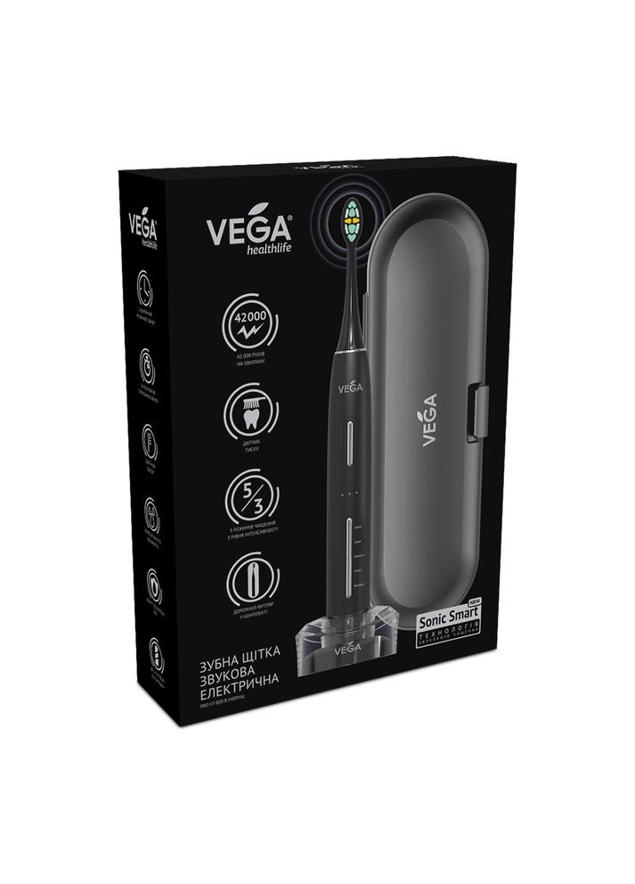 Звуковая зубная щетка Pro VT-800 black гарантия 1 год Vega (323660637)