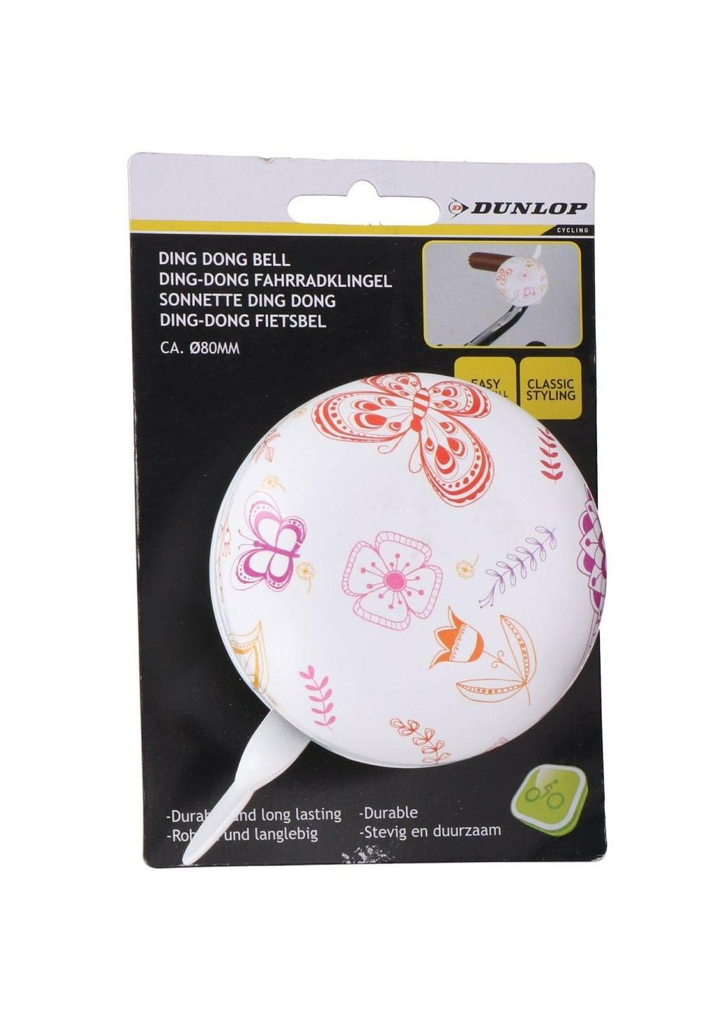Дзвінок 80 мм, білий з метеликом Dunlop (359457106)