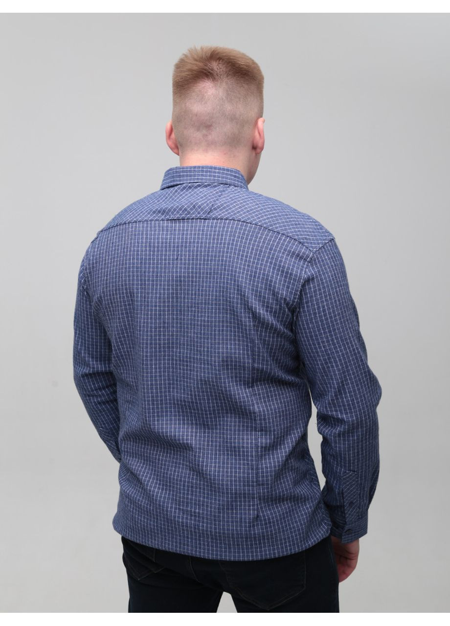 Синяя повседневный рубашка в клетку Jean Piere