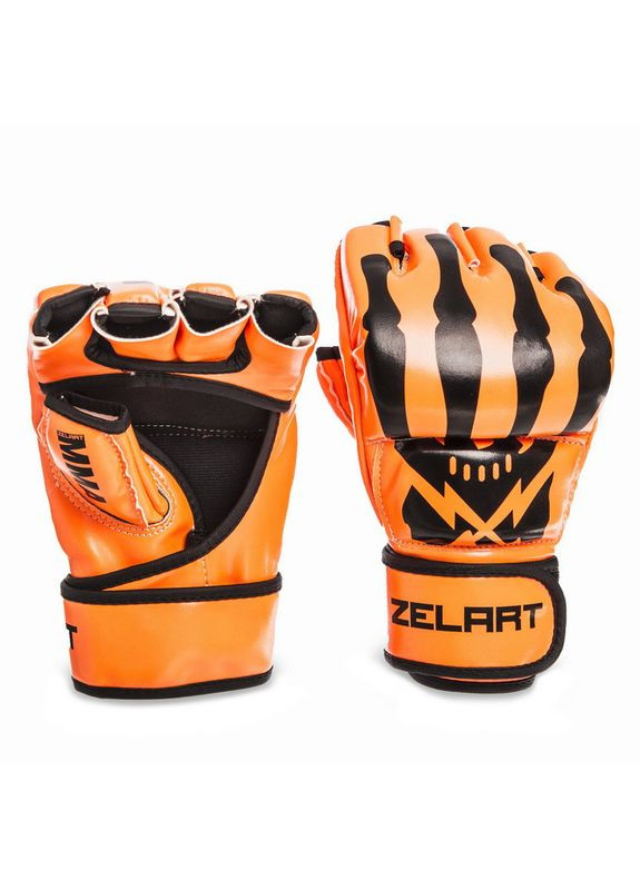 Перчатки для смешанных единоборств MMA PU Элит (р-р, Оранжево-черный) (BO-1395_Оранжево-черный_M) Zelart (354702941)