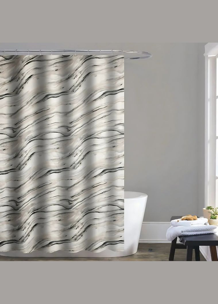 Штора для ванної та душу 178x183 см, шторка з принтом для ванної та душової кімнати з металевими гачками No Brand (337342042)