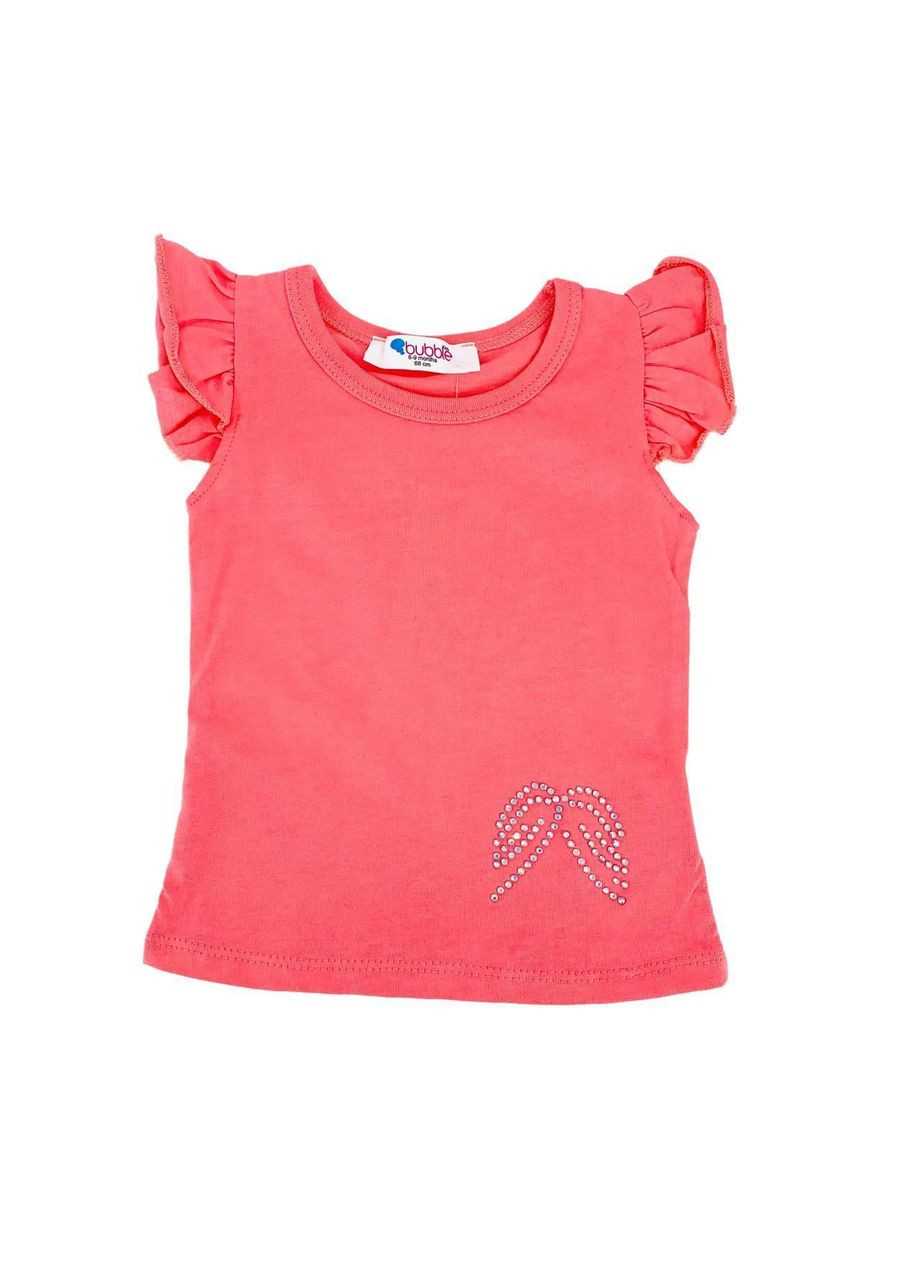 Коралловая демисезонная футболка арт. 151-0062/9, коралл/крылышки, 80 см, 12 мес. Bubble Kids