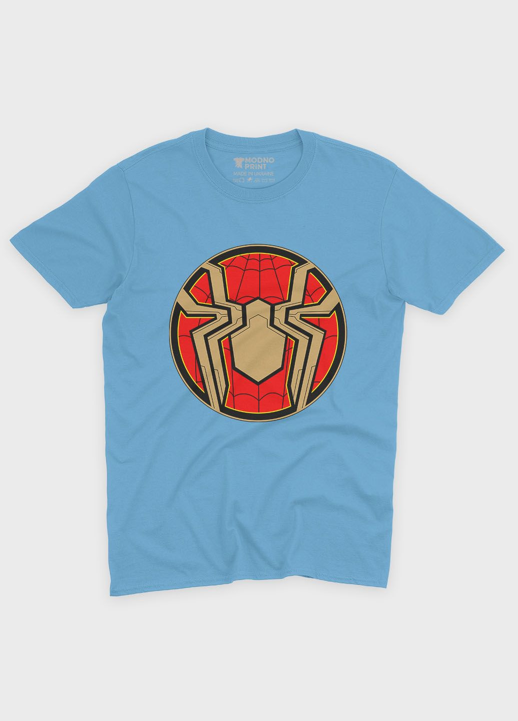 Блакитна демісезонна футболка для хлопчика з принтом супергероя - людина-павук (ts001-1-lbl-006-014-105-b) Modno