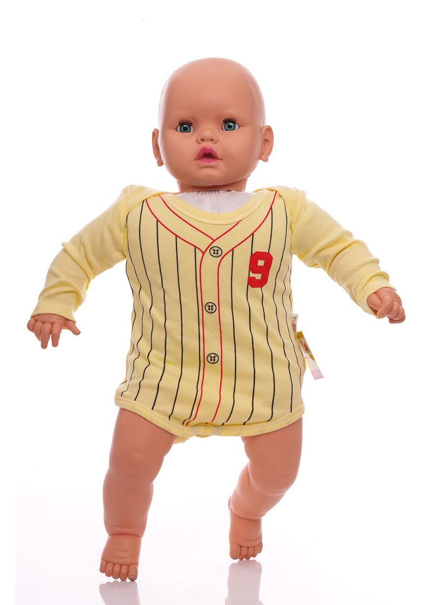 Боди с длинным рукавом для мальчика интерлок №9 желтый 62 см (39897) findik (296193188)