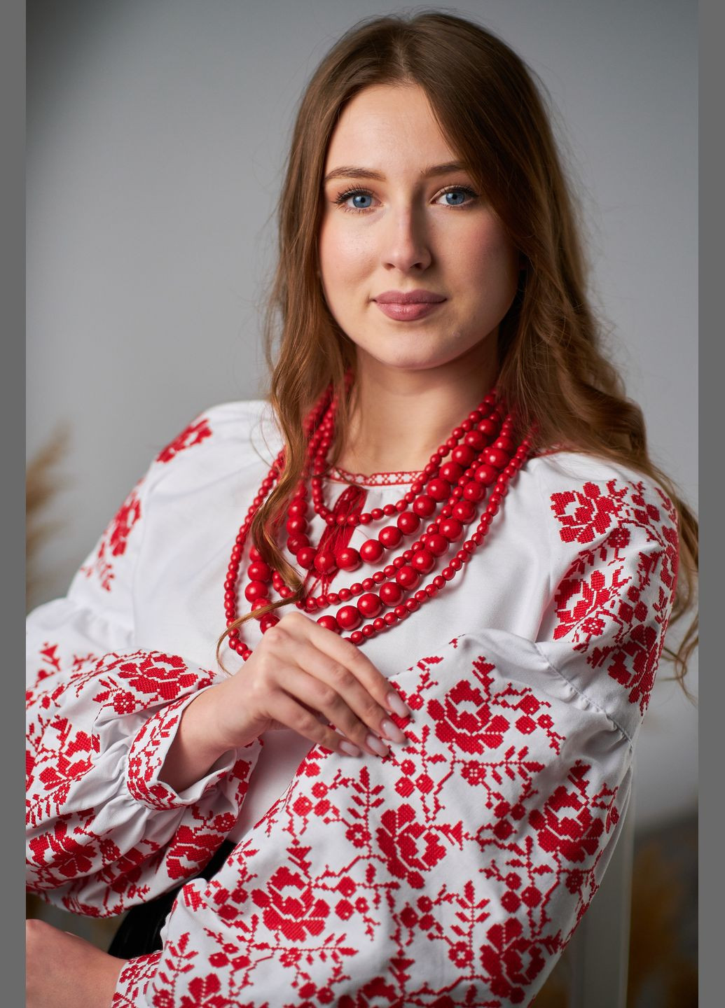 Белая стильная женская вышиванка "ягодки калины" Калина (315891119)