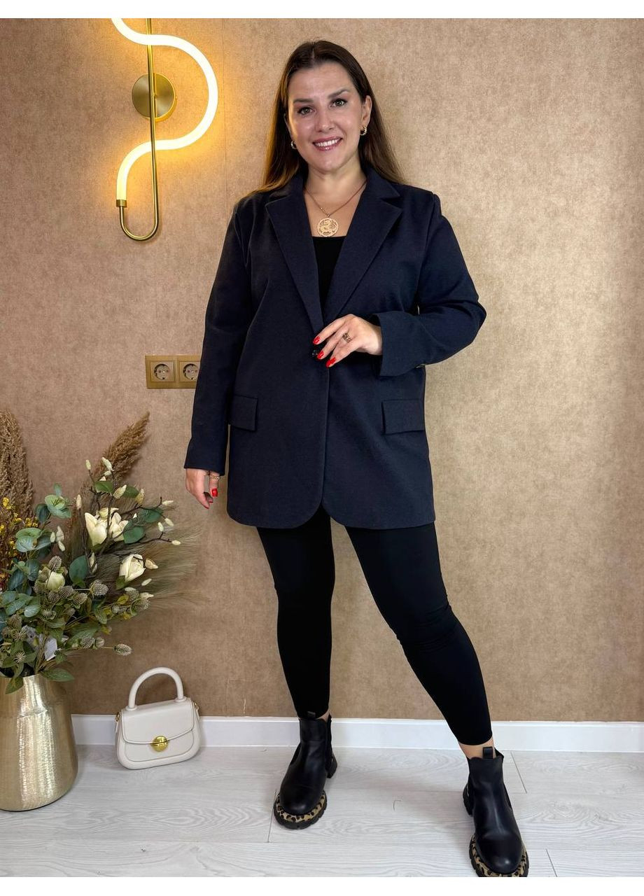 Синє демісезонне Пальто-жакет жіночий із пальтового кашеміру на підкладці — стильний крій, практичний дизайн (заміри в описі) Vione