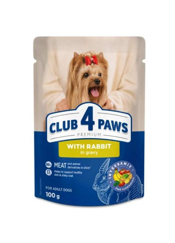 Adult Dog with Rabbit in gravy - Консервований корм з кроликом в соусі для дорослих собак - 100 г Club 4 Paws (360769016)