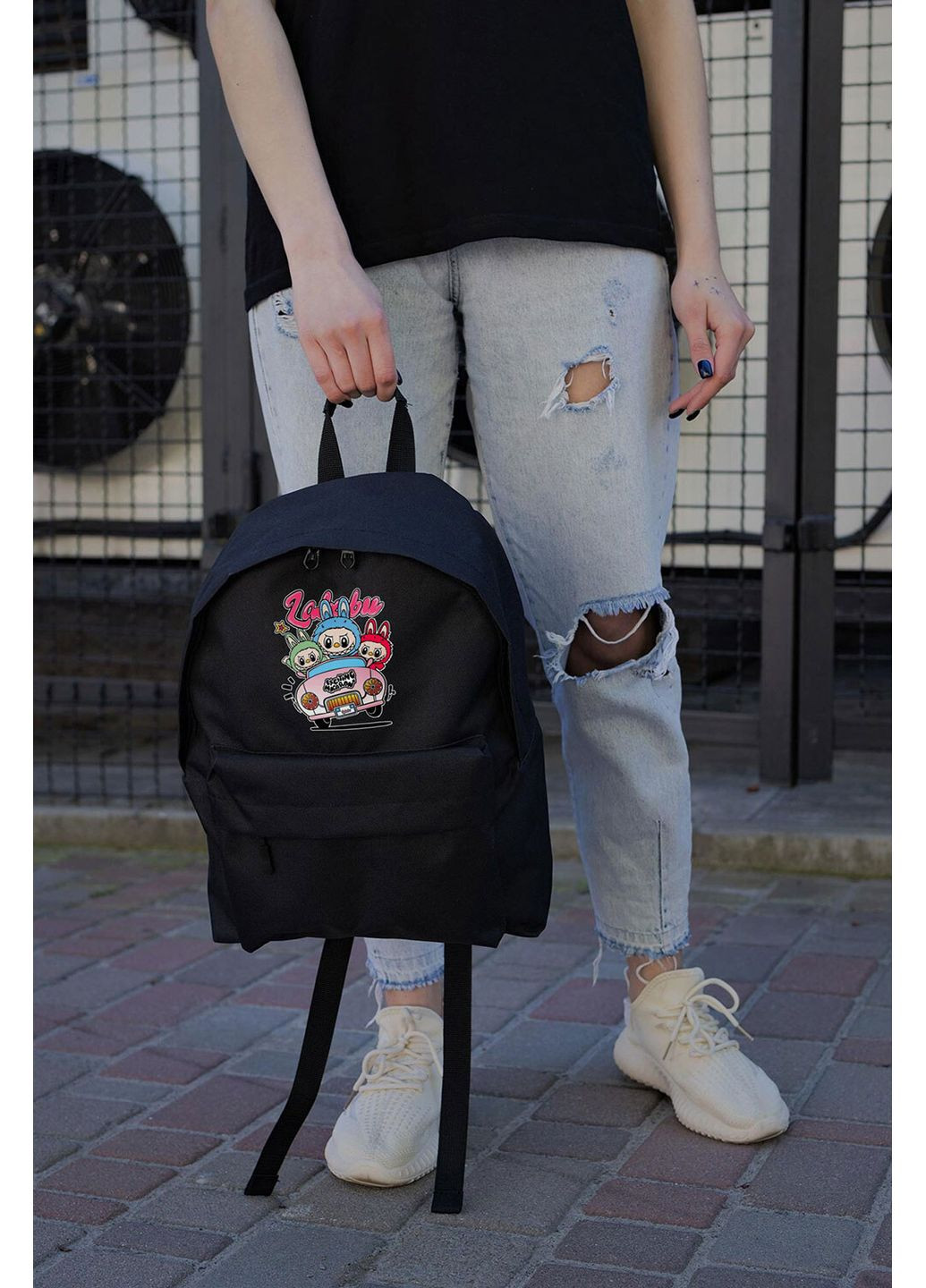 Повсякденний Рюкзак Шкільний Для Дівчинки Compact З Принтом Лабубу Black Without (360641951)