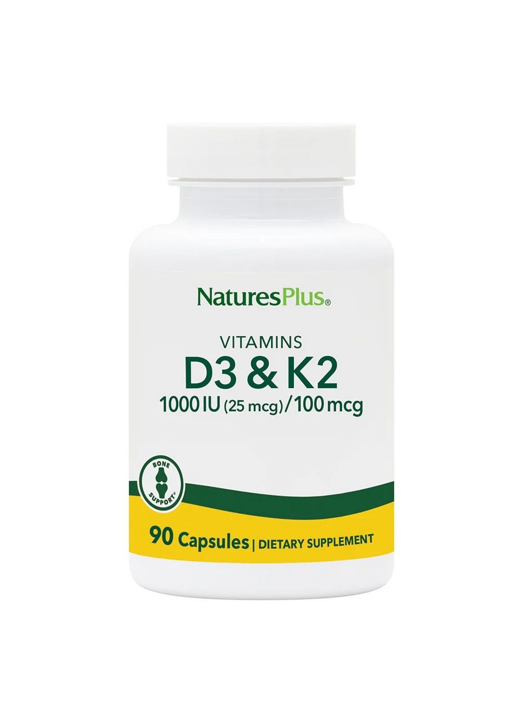 Вітаміни та мінерали Vitamins D3 + K2, 90 капсул Natures Plus (293483139)