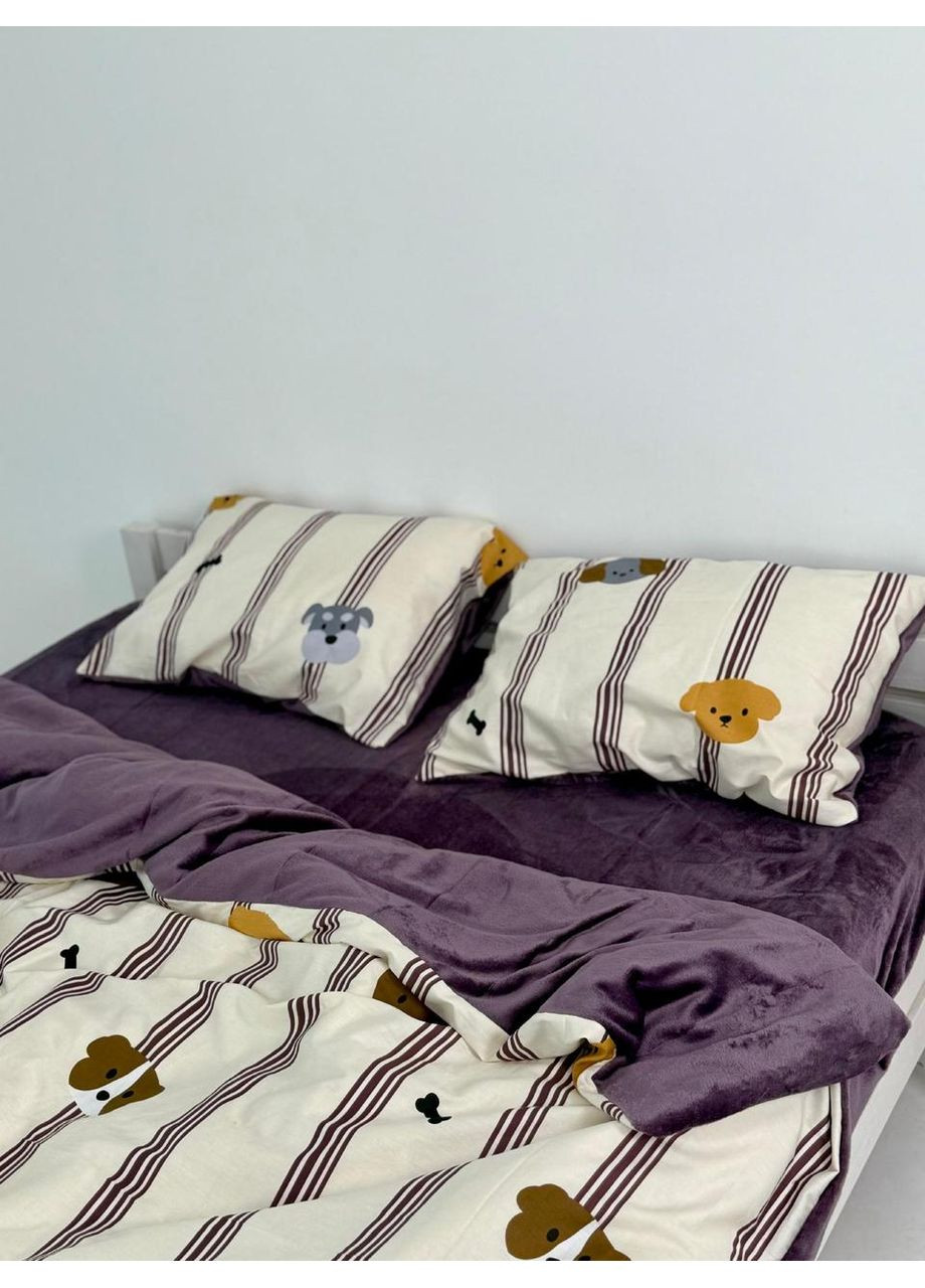 Постільна білизна з резинкою Ліра, сатин з плюшем Двухспальний розмір, наволочки 50/70 No Brand (364219757)