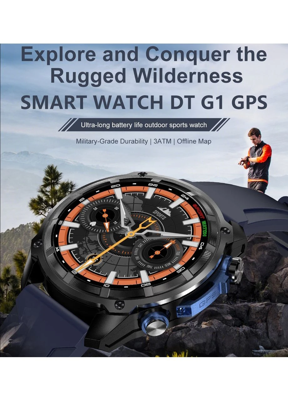 Мужские смартчасы стальные черные каучуковый ремешок GPS AMOLED Seli UWatch (394380025)