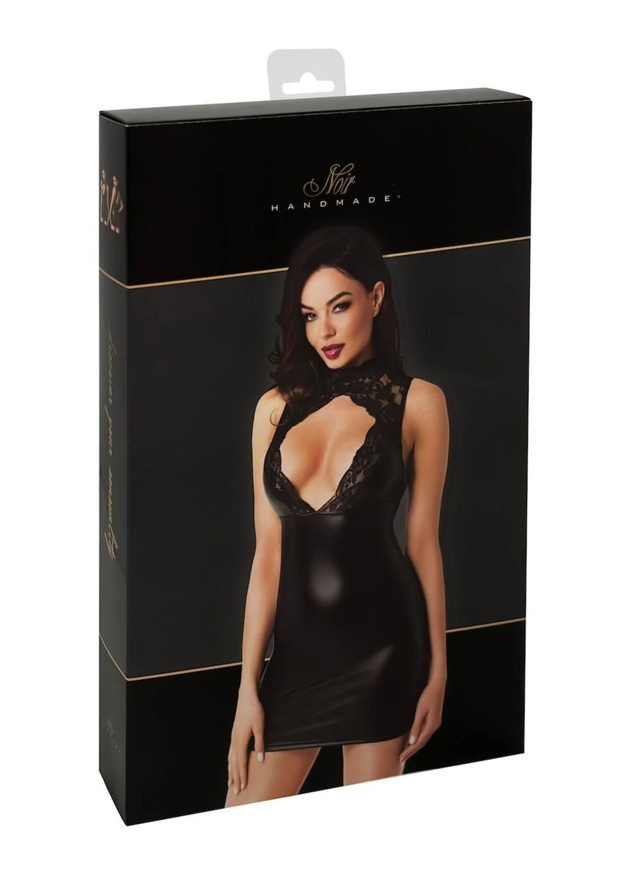 Комбинированный демисезонный платье noir handmade f343 powerwetlook and lace mini skirt - 3xl No Brand