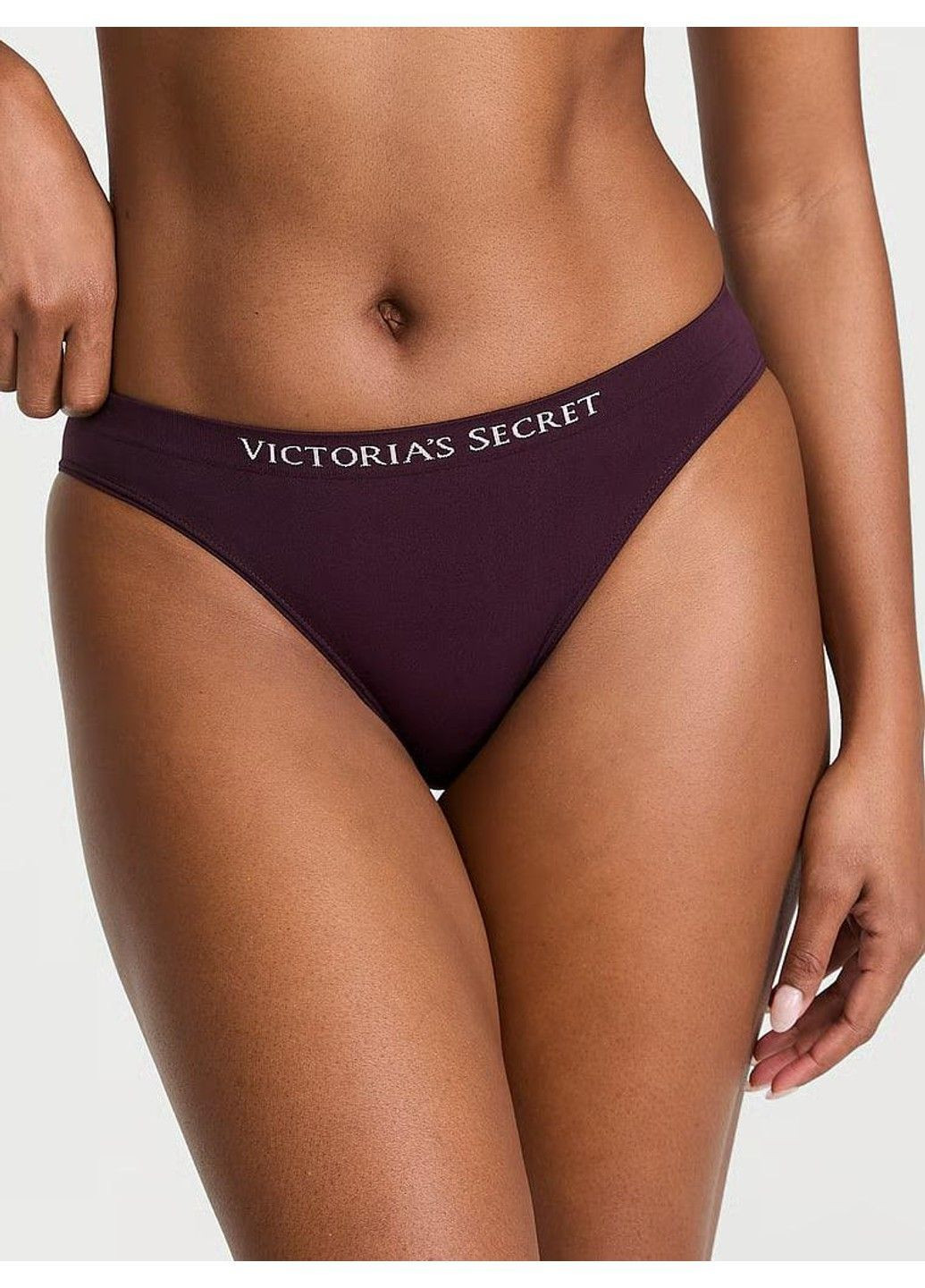 Трусики-бикини женские с микрофибры Seamless Bikini Panty бордовые Victoria's Secret (365686098)