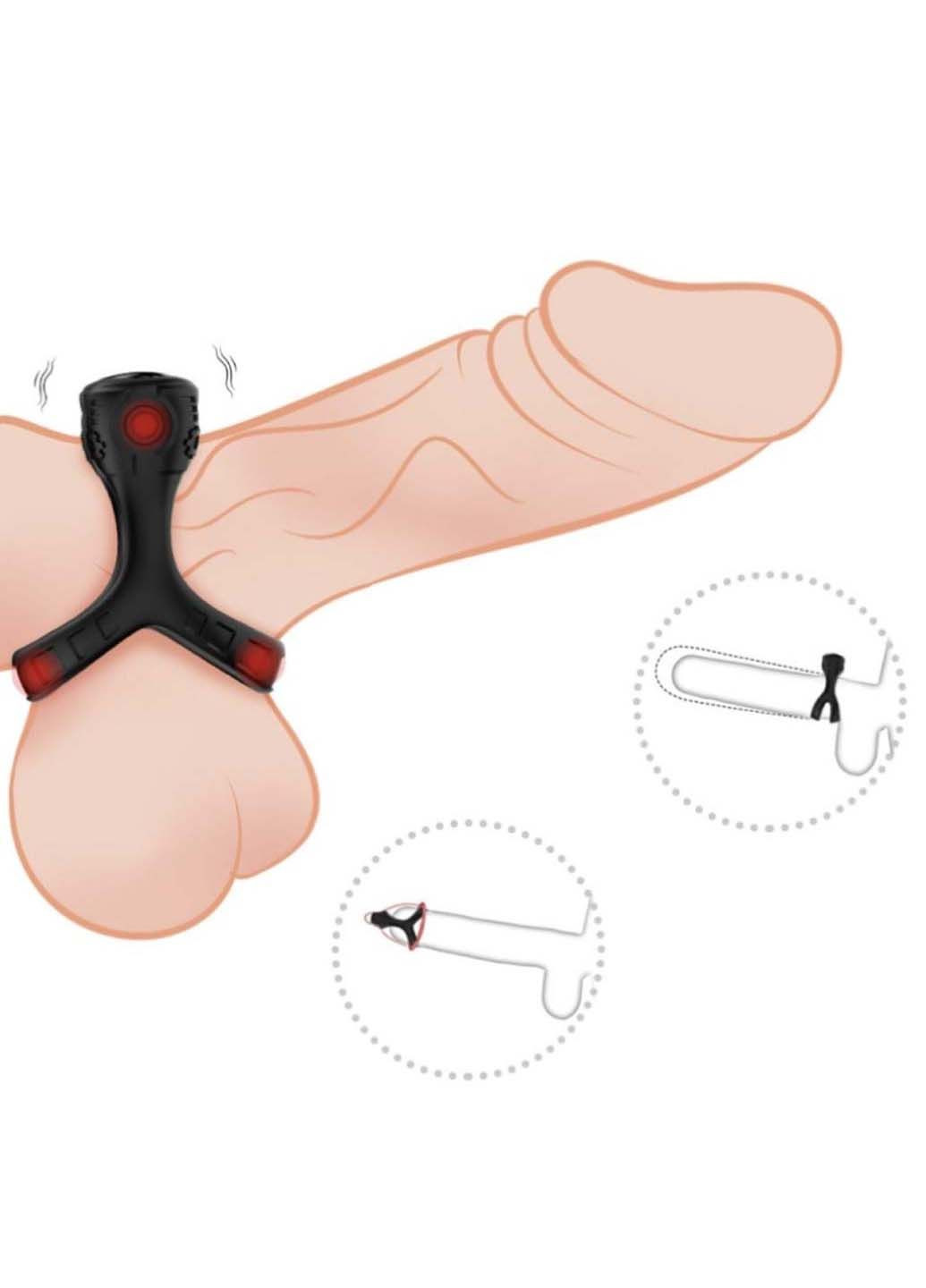 Ерекційне вібро кільце Triple Fun Ring Black CNT (291443691)