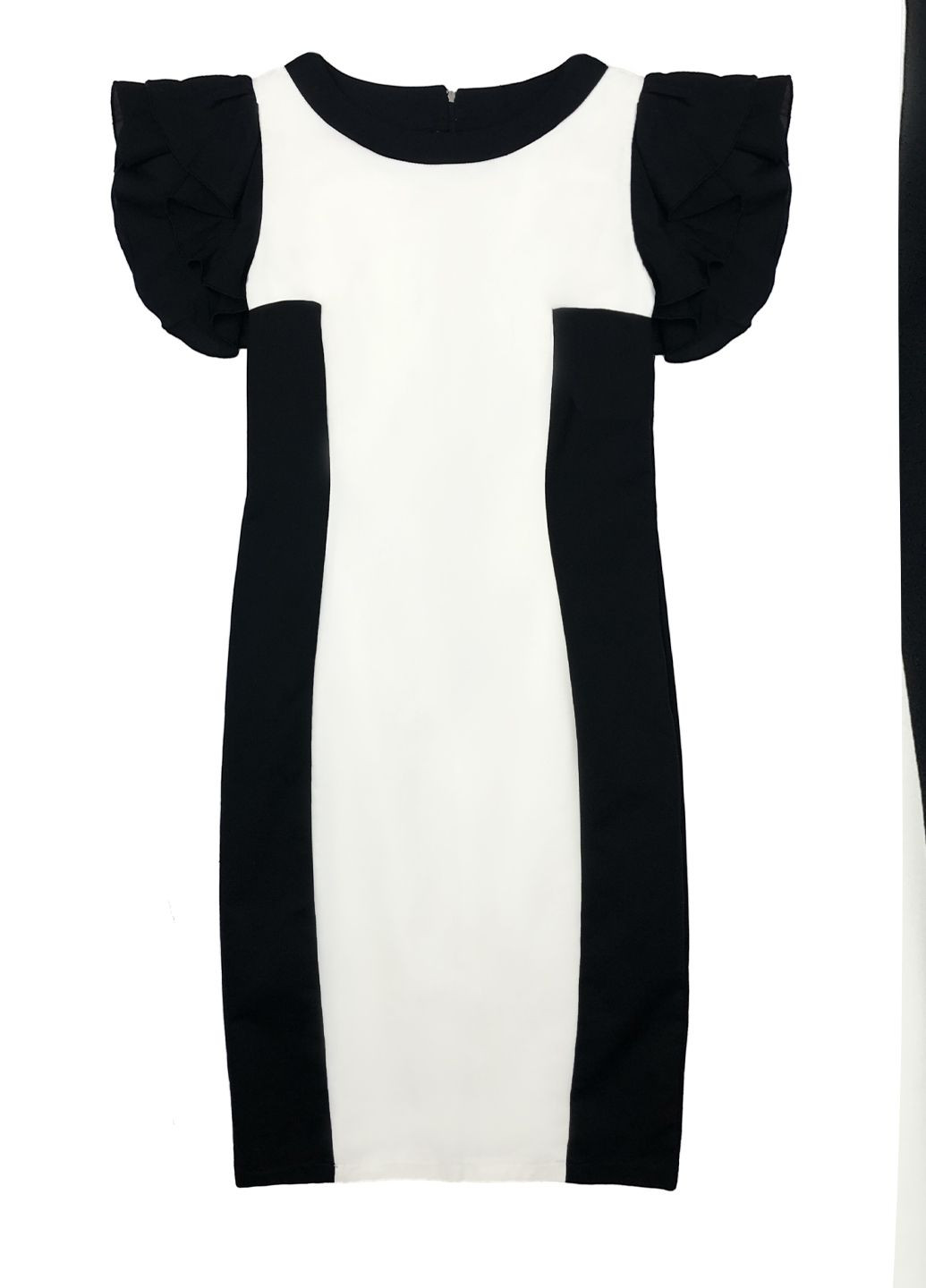 Черно-белое праздничный, деловое, коктейльное, вечернее черно-белое платье футляр футляр Paper Dolls однотонное