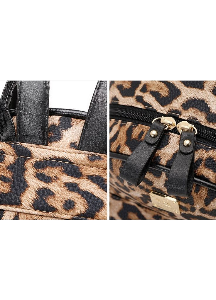 Детский мини рюкзак леопардовый для девочек с экокожей коричневый No Brand (351536793)