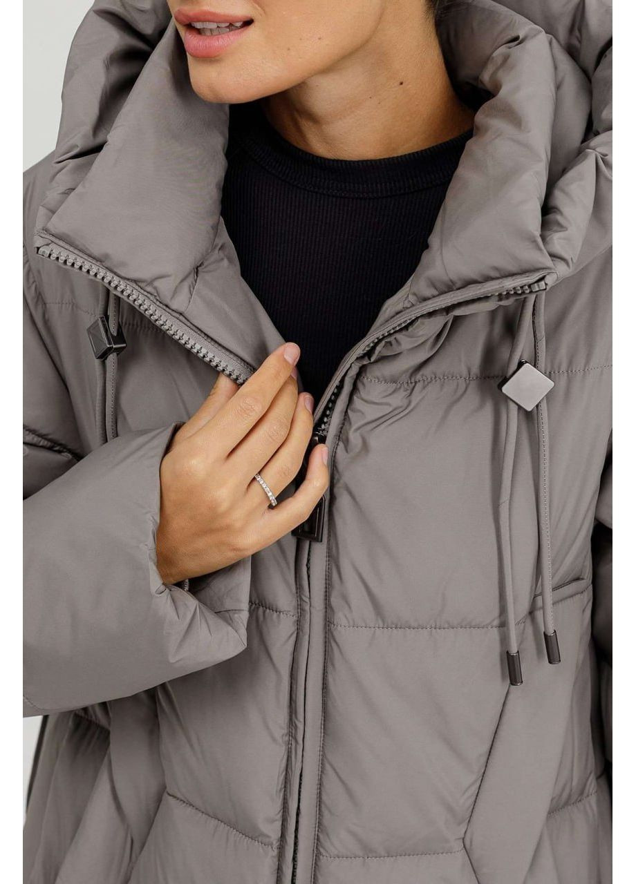 Сіра зимня пуховик великих розмірів батал Lora Duvetti