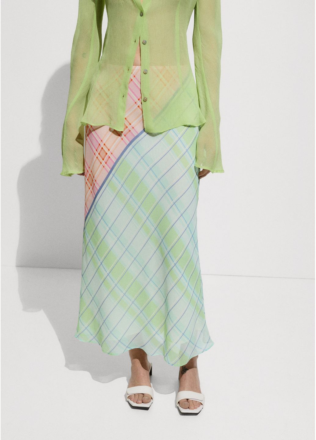 Разноцветная повседневная с абстрактным узором длинная юбка с принтом Mango