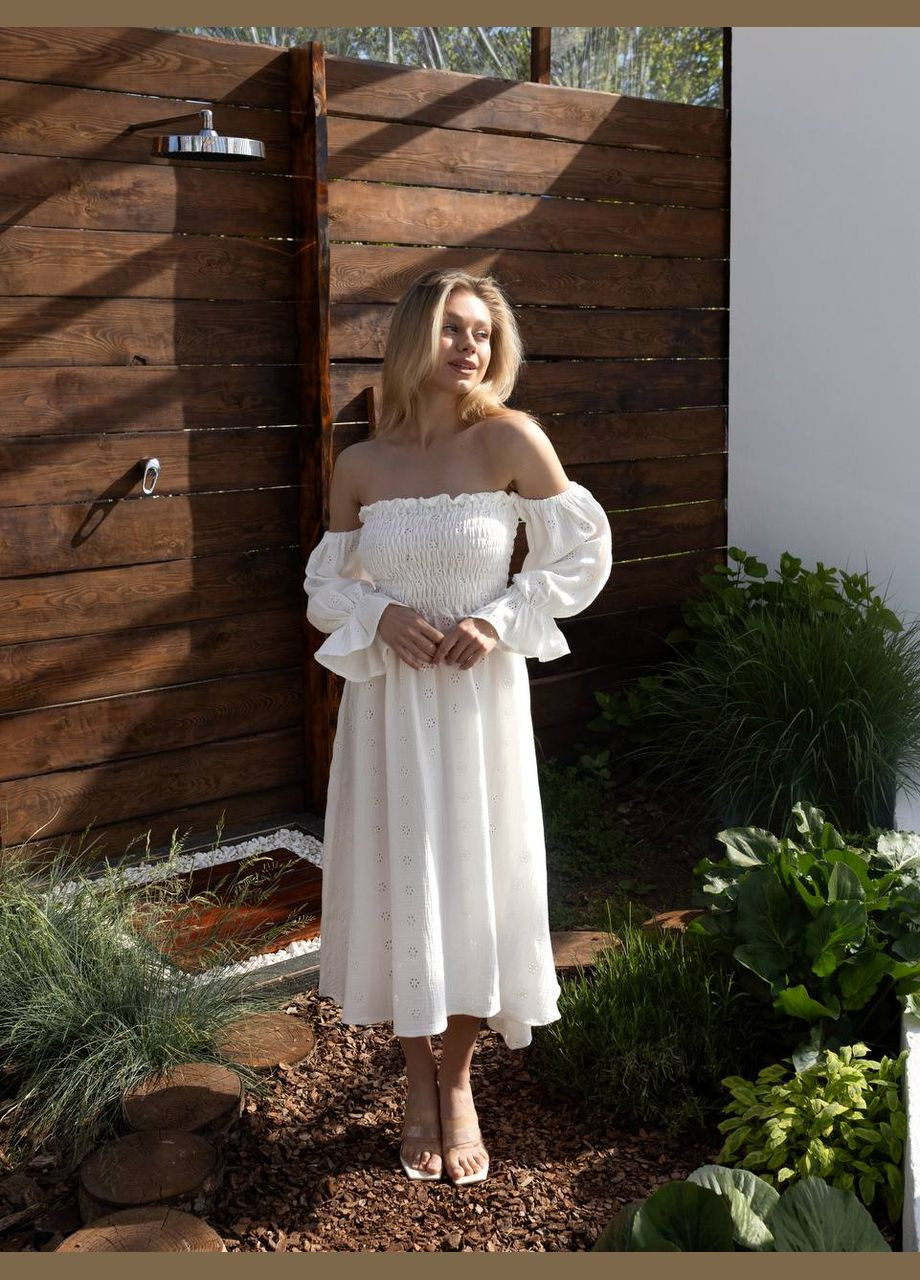 Молочное повседневный, праздничный женское платье из муслина Avanti однотонное