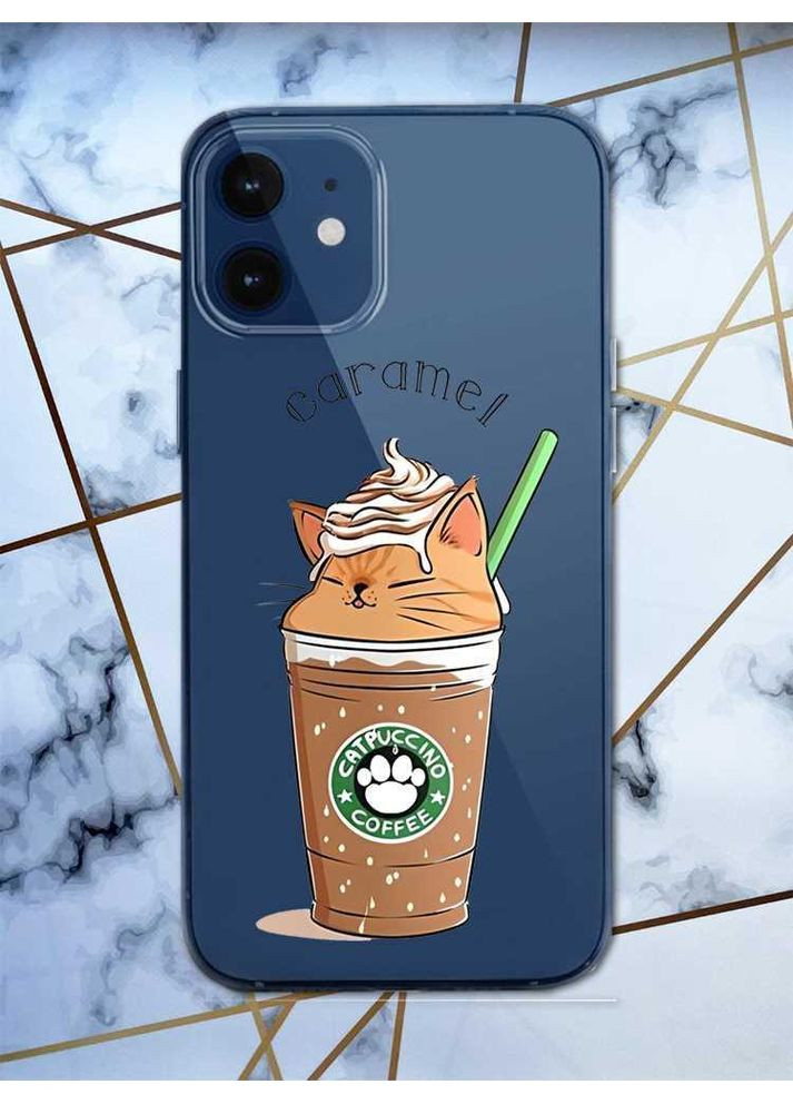 Прозорий чохол на iPhone 12 mini дизайн Капучіно котик принт 97 Creative (359483264)