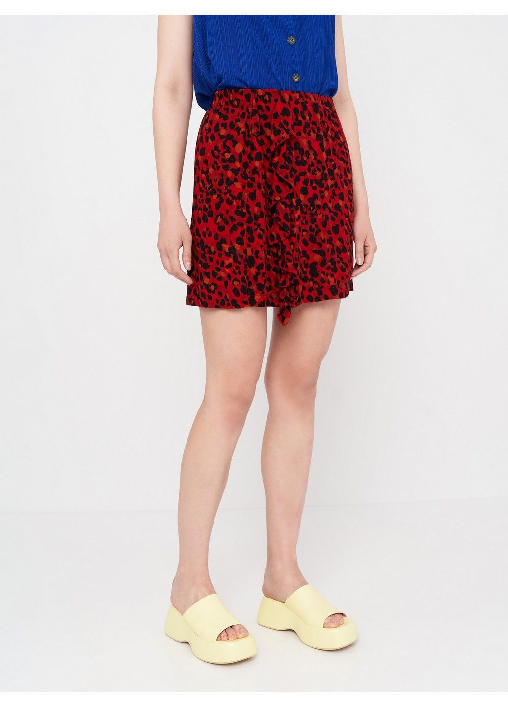 Красная с анималистичным узором юбка Dex