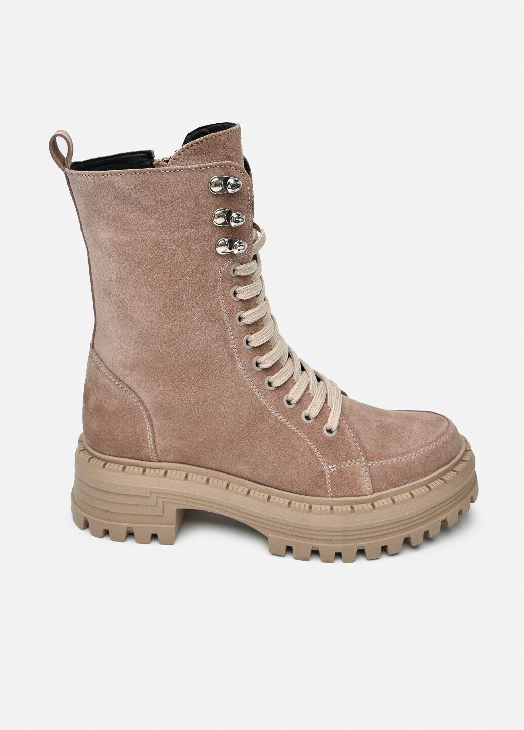 Високі демісезонні черевики темно-бежеві на шнурівці та боковій блискавці на високій підошві (відшив 3 дні) Paradize (371137292)