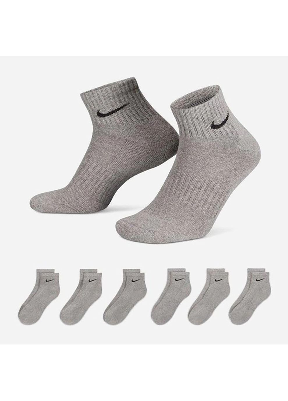 Чоловічі Шкарпетки U NK EVERYDAY CSH ANKL 6PR 132 Сірий Nike (282317848)