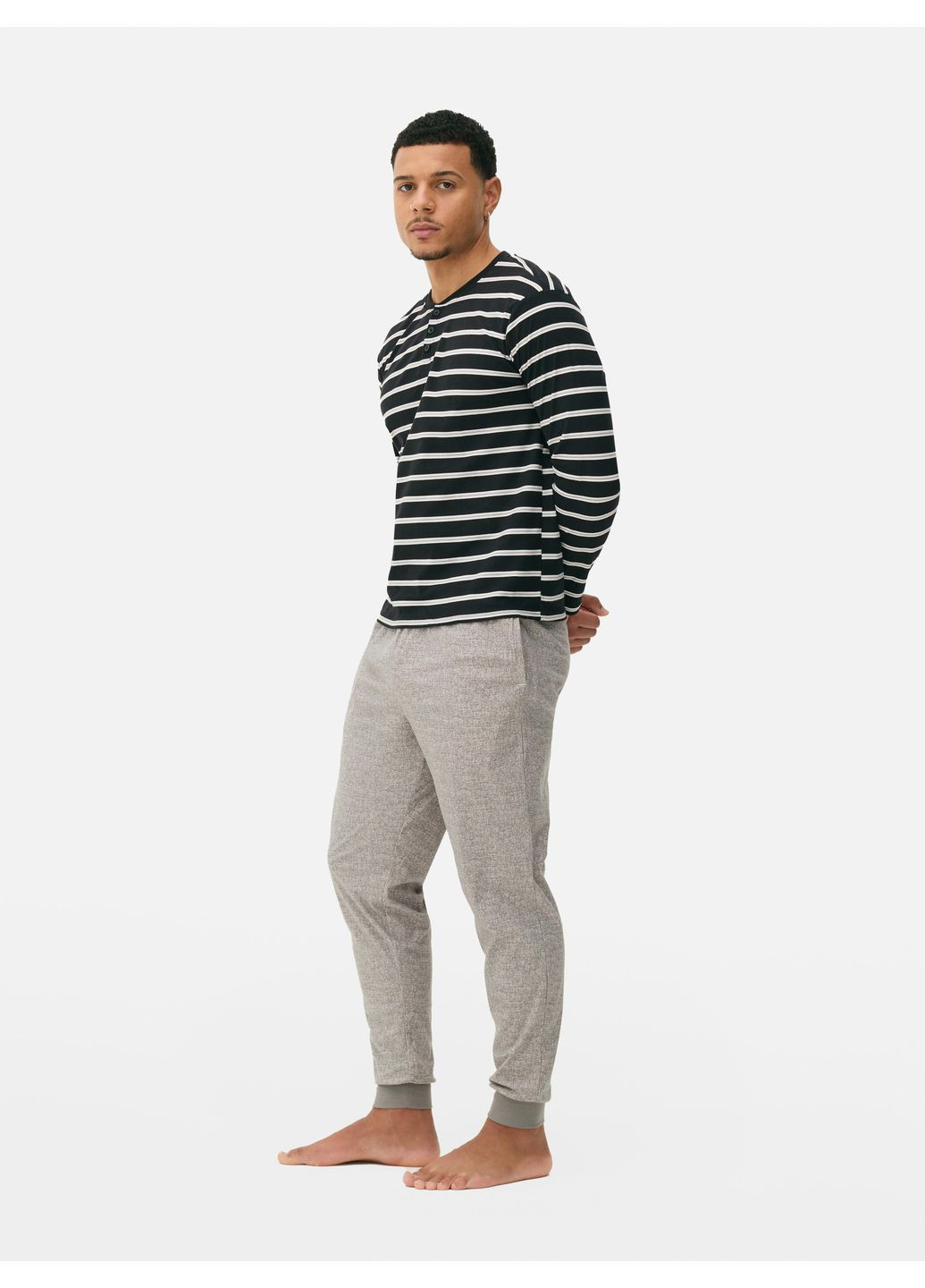 Черная футболка-поло демисезон,черный в полоску, для мужчин Primark