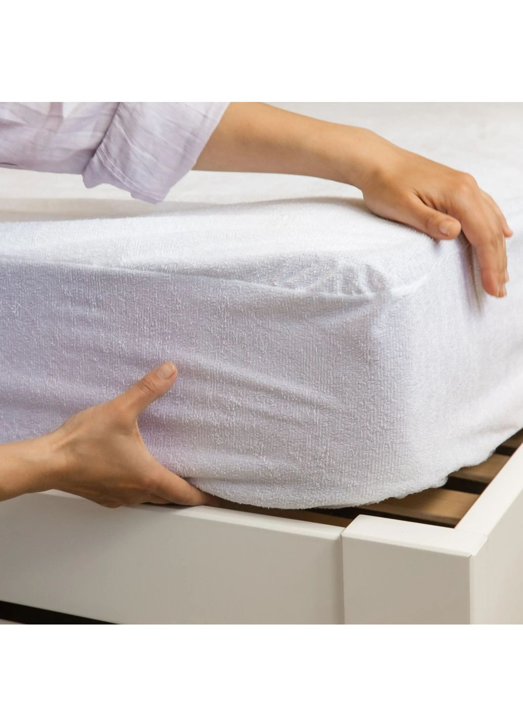 Простынь-чехол водонепроницаемая махровая Бамбук 160*200*30 см гипоаллергенная Белый (15230160200) ТЕП (362537642)