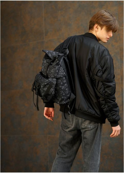 Рюкзак рол RollTop Double чорний принт (R-24330702m-VS) Sambag (302450303)