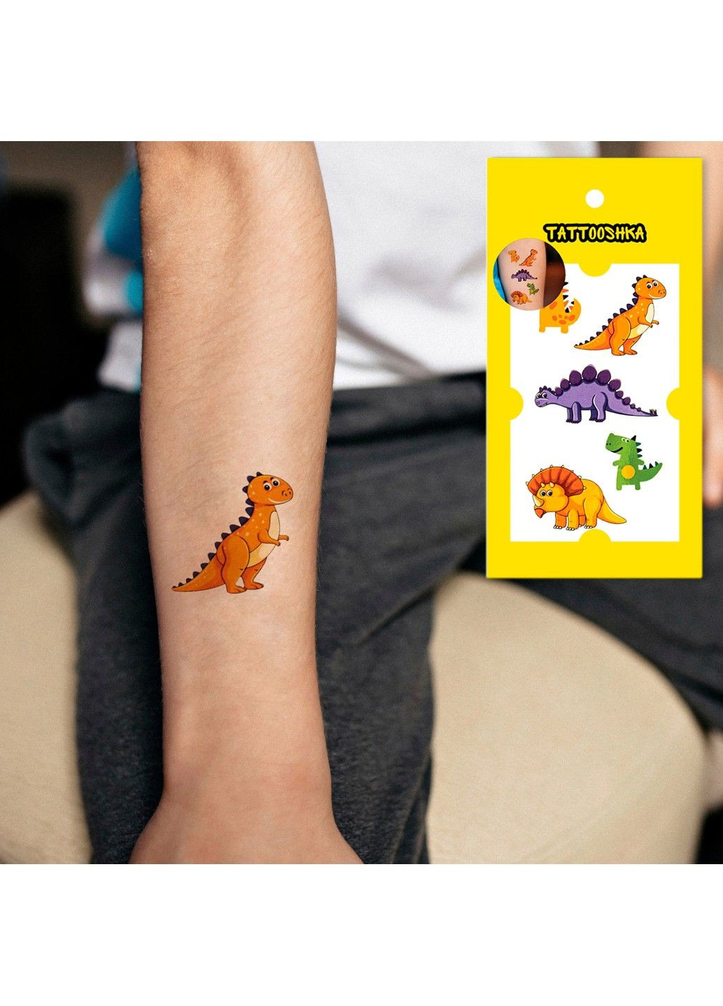 Тату "Оранжевые динозаврики" Tattooshka (304063369)