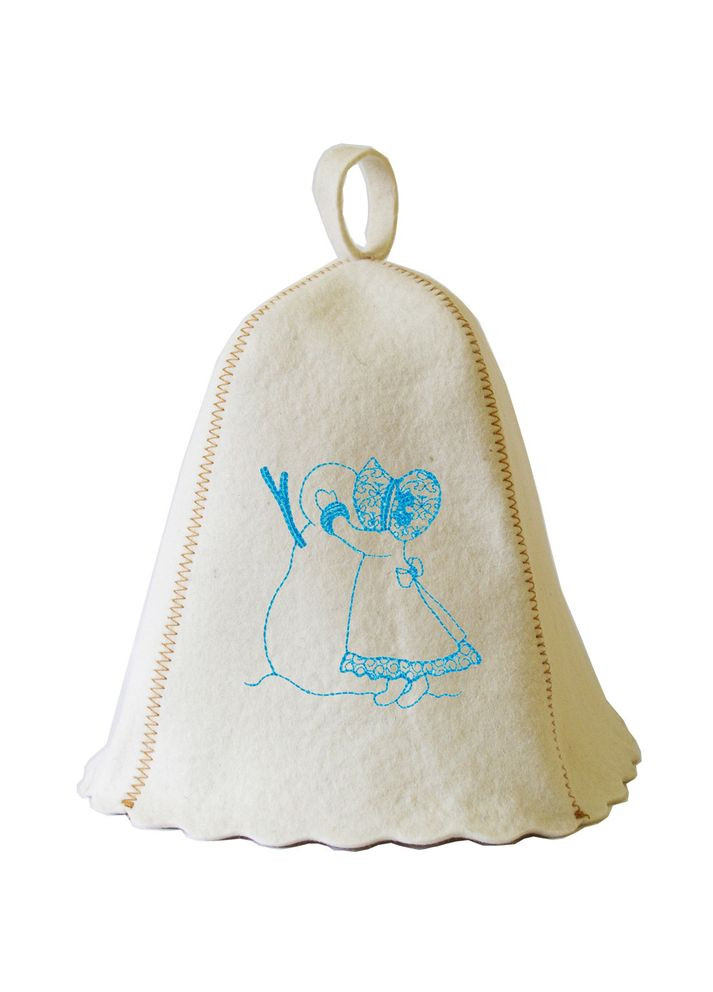 Шапка для лазні "Дівчинка і сніговик", натуральна повсть, біла (LA-490) Luxyart (307400559)