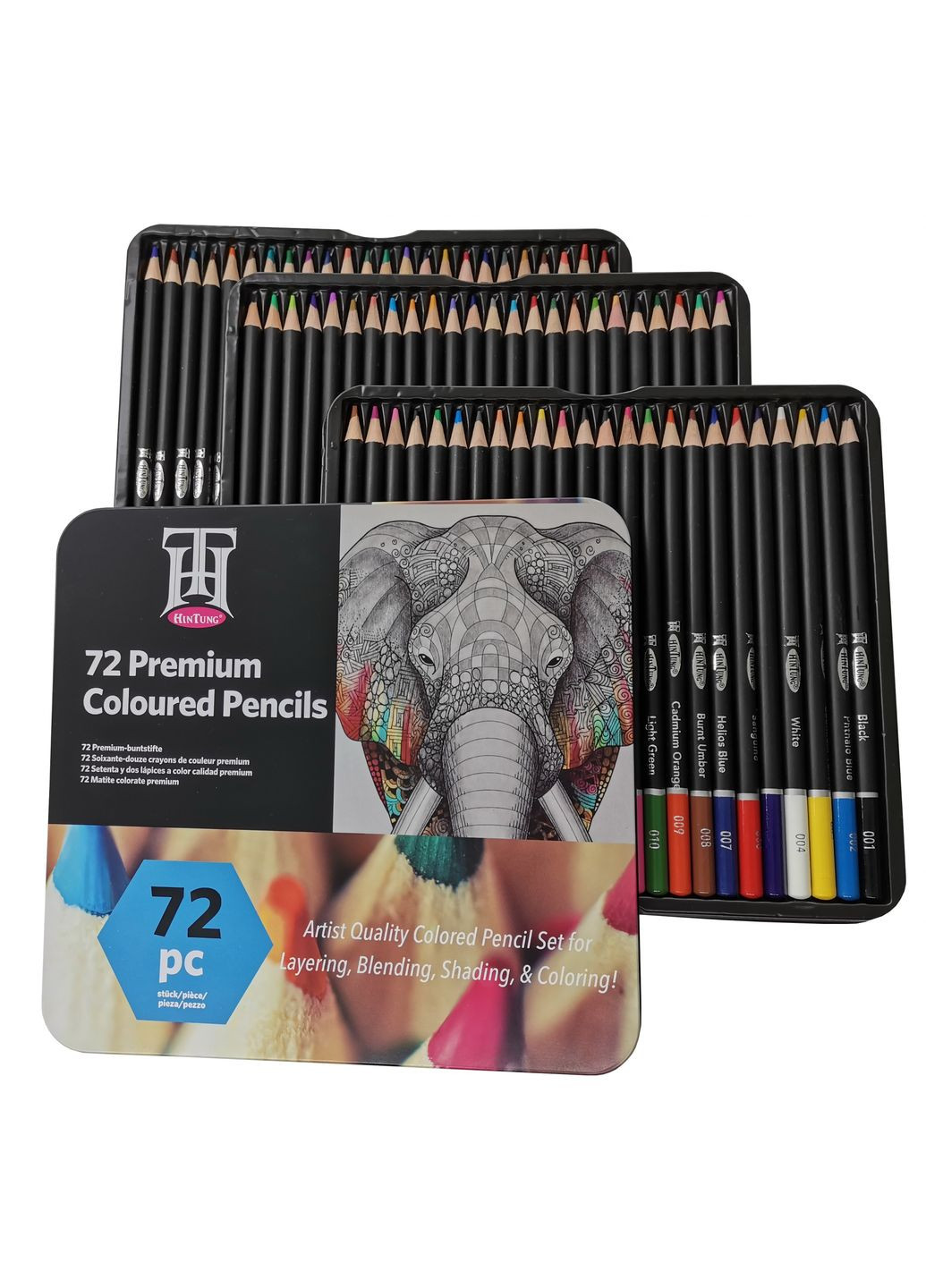 Набор цветных карандашей в металлической коробке 72 цвета Yover (322650460)