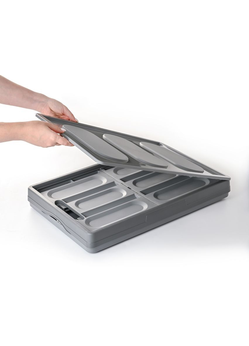 Ящик для зберігання MVM розкладний з кришкою FB-1 30 л Сірий (FB-1 30L GRAY) МВМ (365280728)