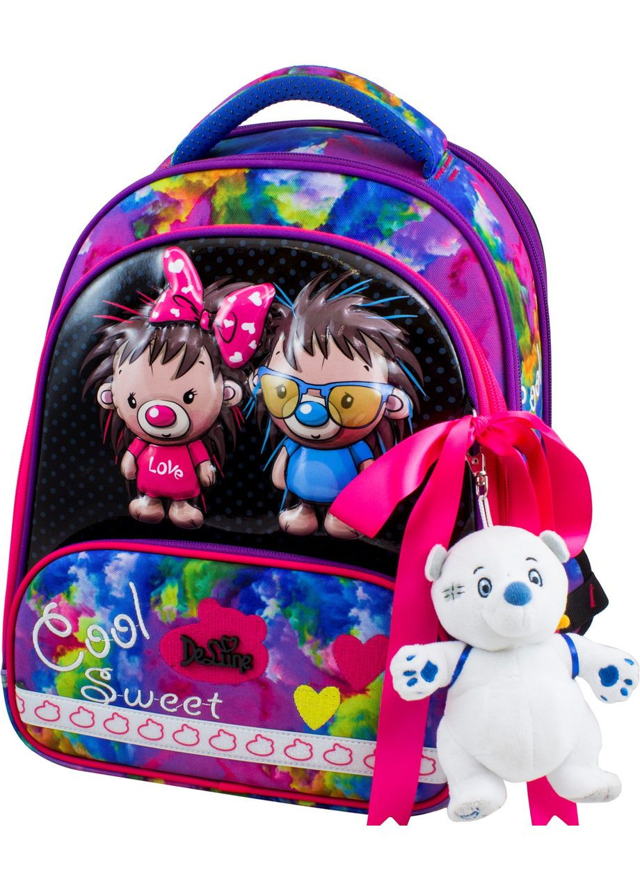Школьный рюкзак (ранец) с ортопедической спинкой с пеналом и мешком для девочки для 1-4 класса 38х28х20 см (9-125) Delune (294181400)