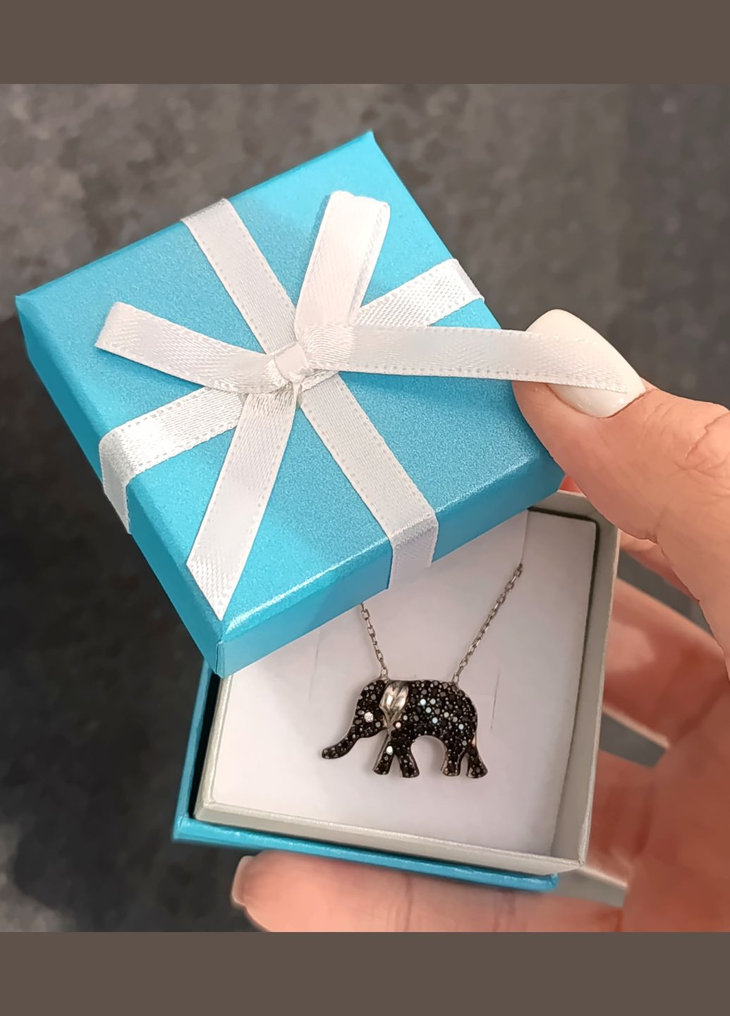 Срібне кольє з цирконієм "Слоненятко" КСЛ-цч Shatlen Кольє (328445725)