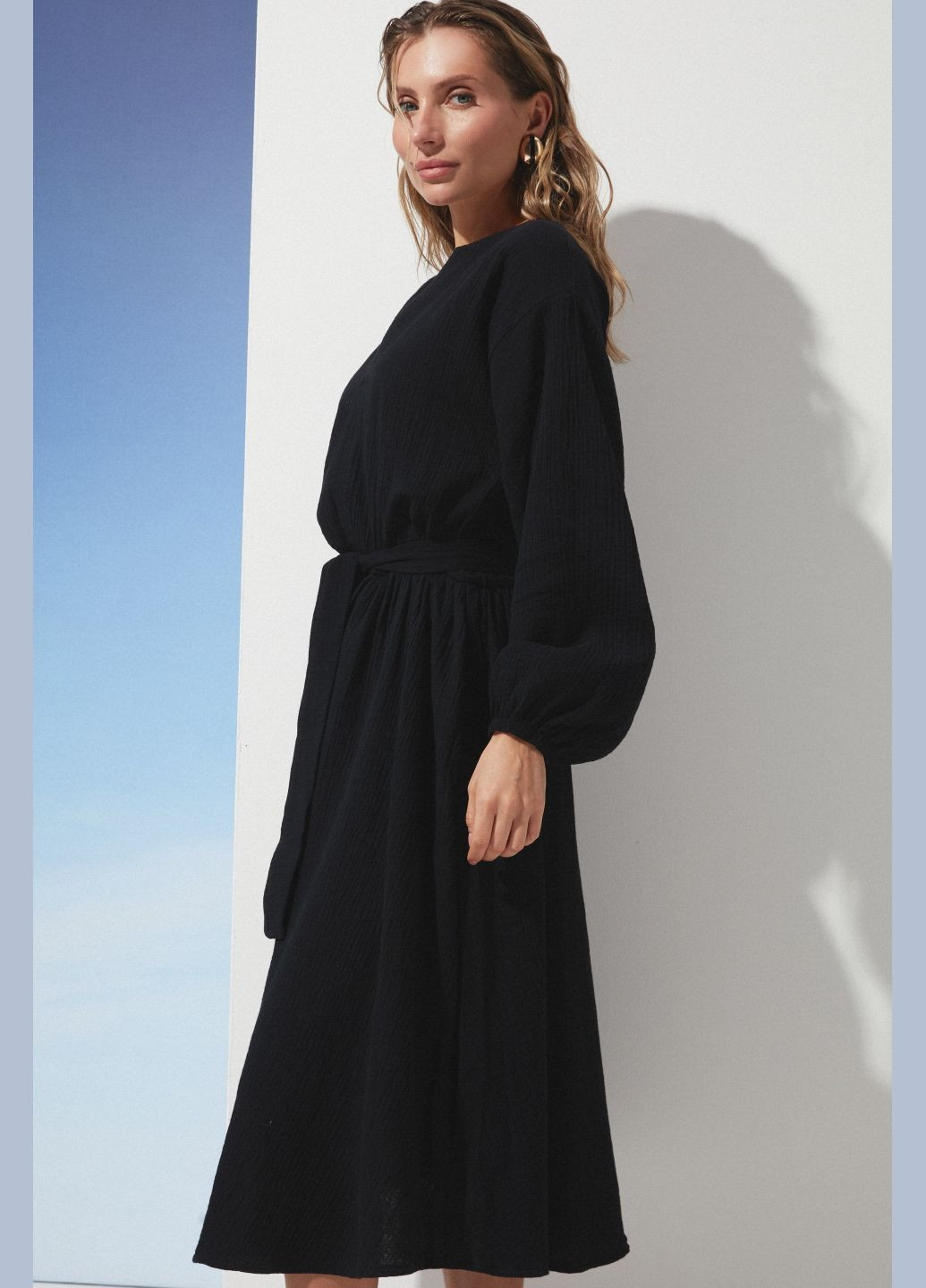 Черное повседневный платье ST-Seventeen однотонное