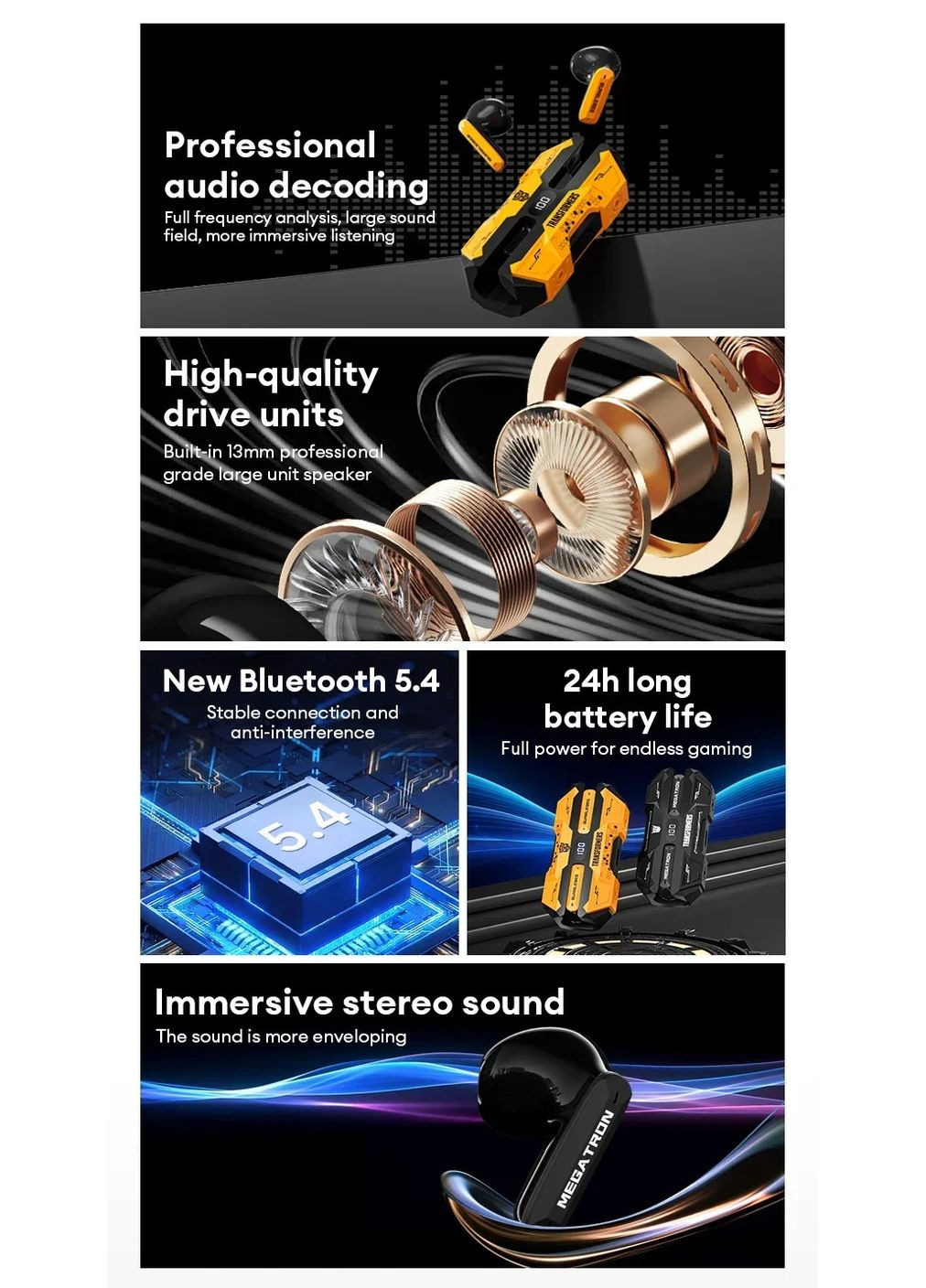 Беспроводные наушники Transformers TF-T51 BumbleBee, Yellow Hasbro (347607043)