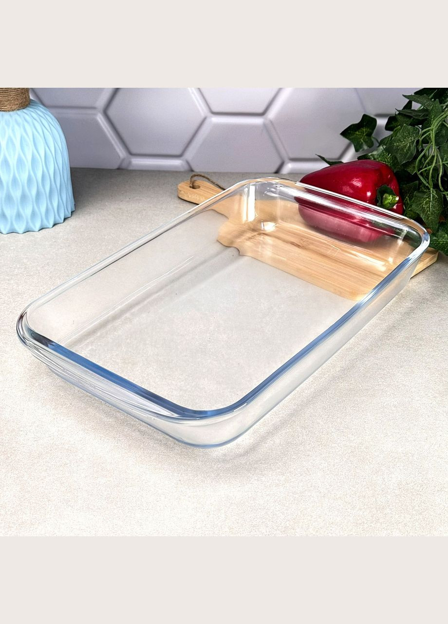 Скляне прямокутне блюдо для подачі 2.2 л No Brand (323222693)