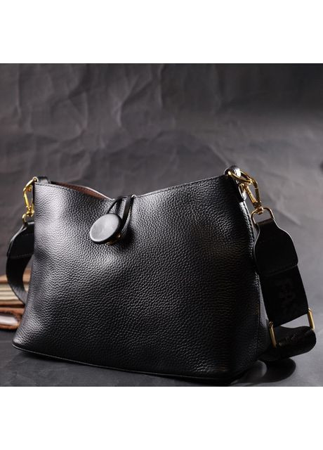 Сумка кросс-боди через плечо женская из натуральной кожи средняя Черный 36542 Vintage (353690045)