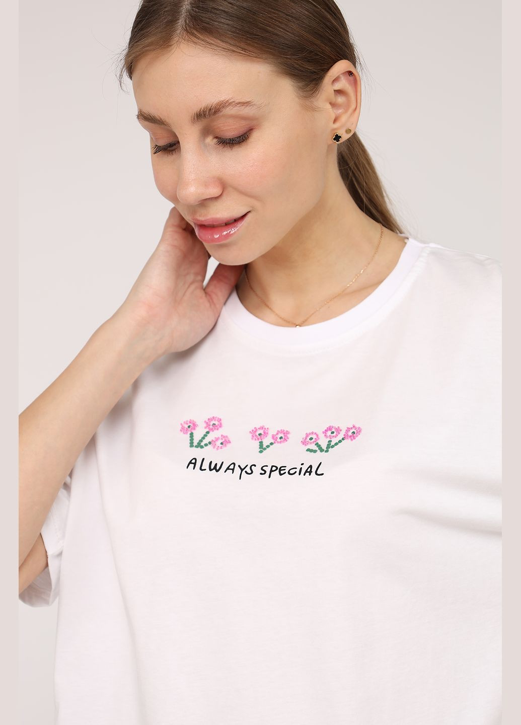 Футболка з коротким рукавом жіноча колір білий CB-00275581 Divon - (330223088)