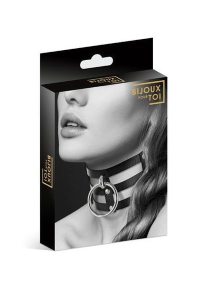 Чокер потрійний з кільцем для повідця - FETISH, екошкіра Bijoux Pour Toi (358890829)